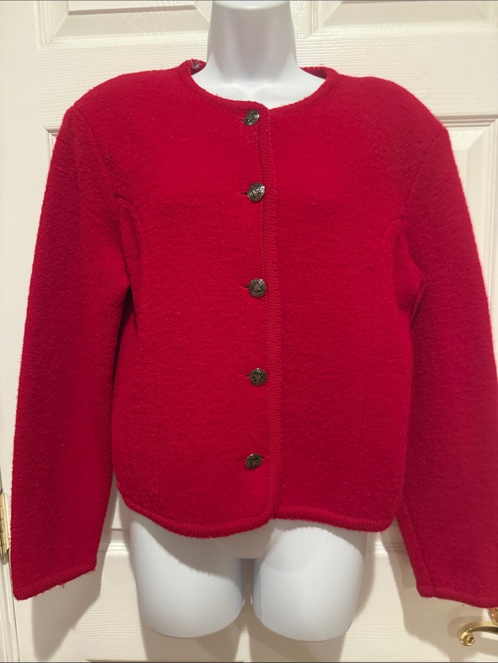 Talbots Red Button-Front Knit Blazer